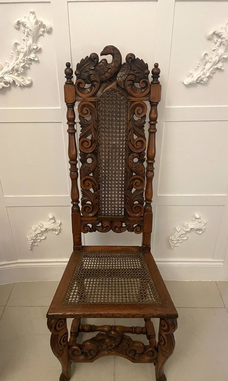 Set of 4 Antique Victorian Quality Carved Walnut Dining Chairs - Image 6